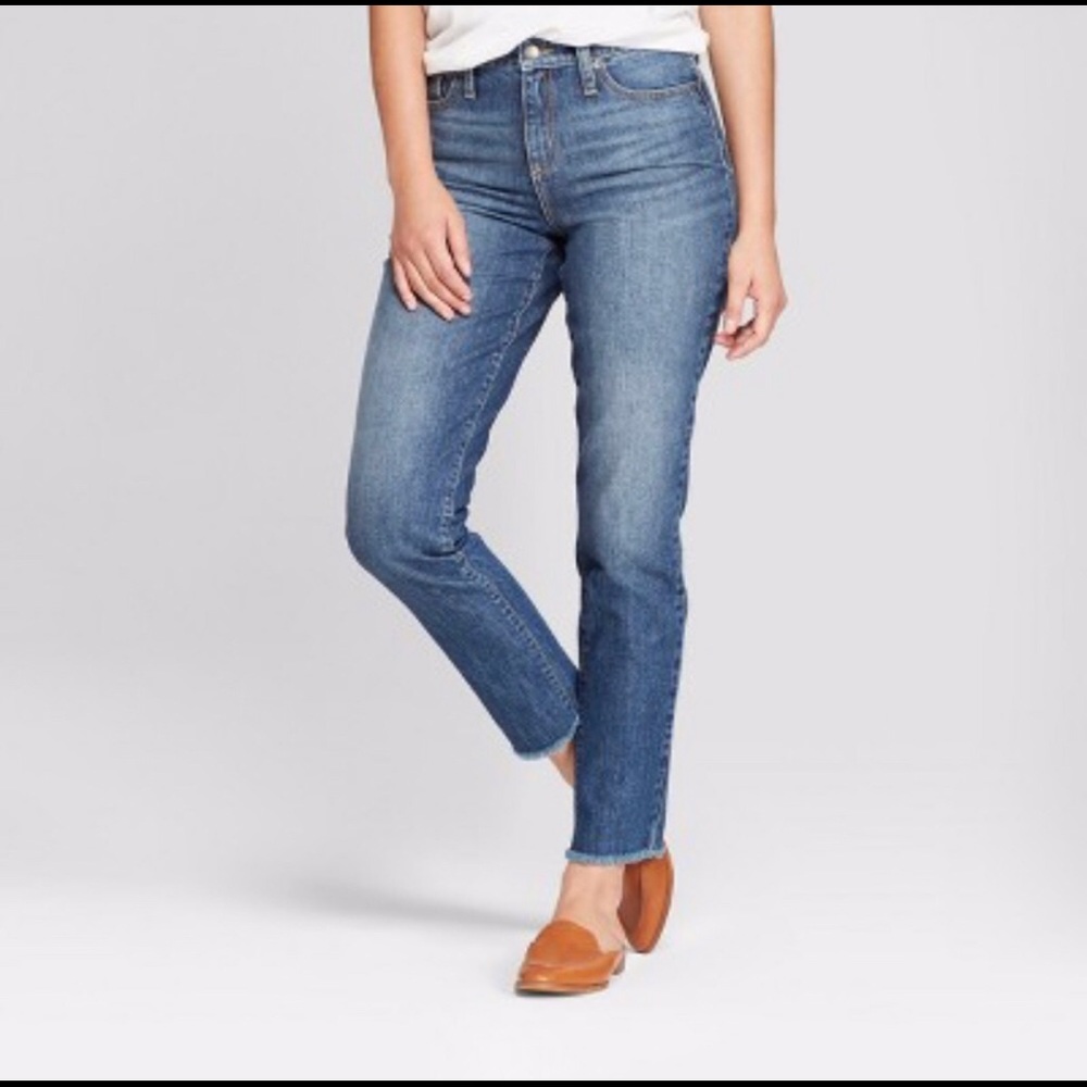High rise straight denim jeans